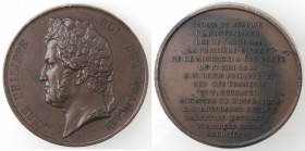 Medaglie. Francia. Luigi Filippo. 1830-1848. Medaglia 1846. Per la posa della prima pietra del palazzo di giustizia di Montpellier. Ae. 