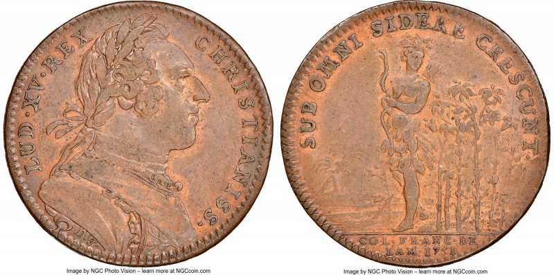 Louis XV copper Franco-American Jeton 1751-Dated XF45 Brown NGC, Br-510, Lec-100...
