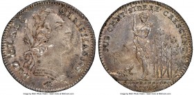 Louis XV silver Franco-American Jeton 1751-Dated MS61 NGC, Br-510 var. (with alligator), Lec-108a. Faintly reeded edge. Coin alignment. Laureated bust...