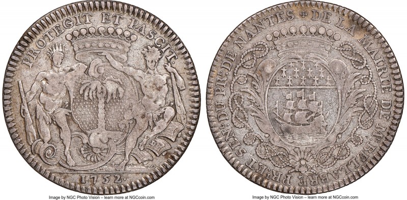 "Nantes-Port des Antilles" silver Franco-American Jeton 1752-Dated VF30 NGC, Br-...