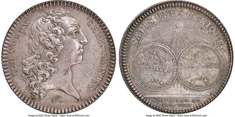 Louis XV silver Franco-American Jeton 1753-Dated UNC Details (Obverse Cleaned) N...