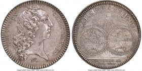 Louis XV silver Franco-American Jeton 1753-Dated UNC Details (Obverse Cleaned) NGC, Br-513, Lec-119 var. (different bust). Reeded edge. Medal alignmen...
