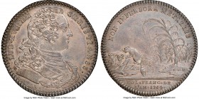 Louis XV silver Franco-American Jeton 1754-Dated XF45 NGC, Br-514, Lec-129. Reeded edge. Coin alignment. Short bust, with flat sleeve at bottom, signe...