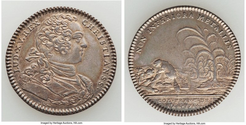 Louis XV silver Franco-American Jeton 1754-Dated XF, Br-514, Lec-129. 29mm. 5.99...