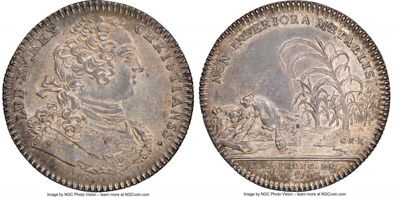Louis XV silver Franco-American Jeton 1754-Dated MS62 NGC, Br-514, Lec-131. Reed...