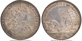 Louis XV silver Franco-American Jeton 1754-Dated MS62 NGC, Br-514, Lec-131. Reeded edge. Coin alignment. No signature below the bust on the obverse, b...