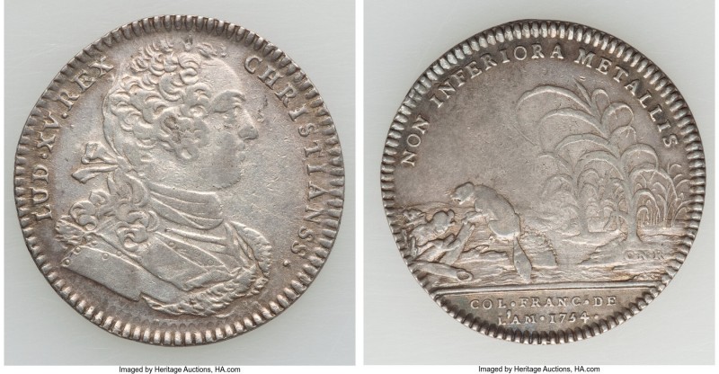 Louis XV silver Franco-American Jeton 1754-Dated XF, Br-514, Lec-131. 29mm. 6.22...