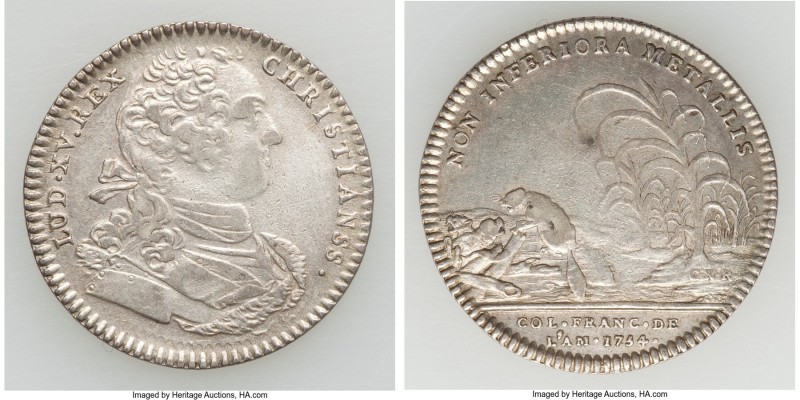 Louis XV silver Franco-American Jeton 1754-Dated Uncertified, Br-514, Lec-131. R...