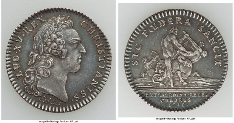 Louis XV silver Franco-American Jeton 1758-Dated XF (Scuffed), Feuardent-858. 29...