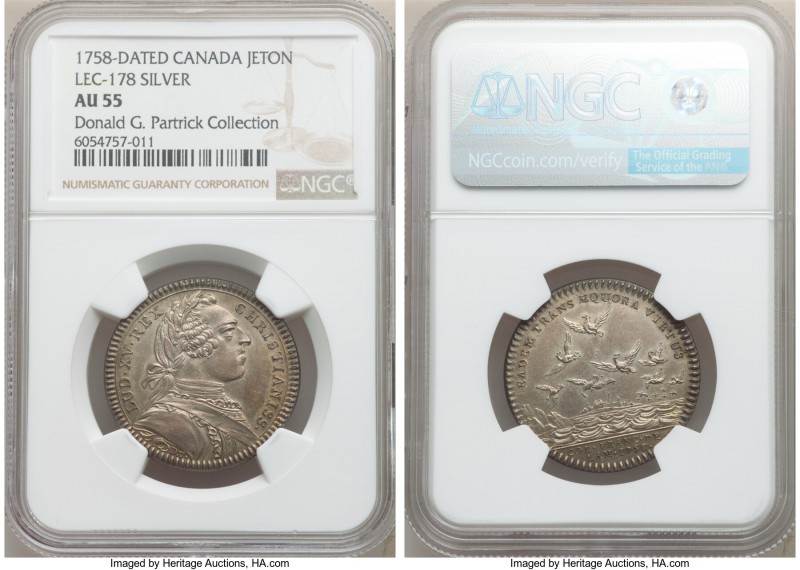 Louis XV silver Franco-American Jeton 1758-Dated AU55 NGC, Br-519, Lec-178 var. ...