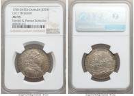 Louis XV silver Franco-American Jeton 1758-Dated AU55 NGC, Br-519, Lec-178 var. (different bust). Plain edge. Medal alignment. Laureate bust right in ...