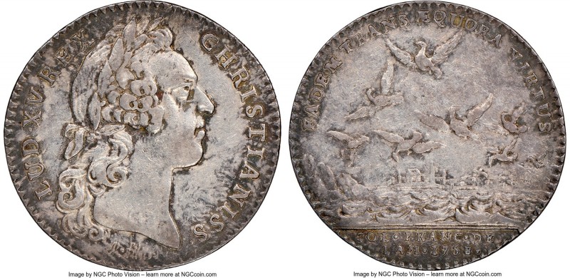 Louis XV silver Franco-American Jeton 1758-Dated XF45 NGC, Br-519, Lec-182. Reed...