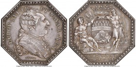 Louis XVI silver "Compagnie Des Indes" Franco-American Jeton MDCCLXXXV (1785) AU58 NGC, Lec-10, Feuardent-1594. Plain edge. An eight-sided jeton with ...