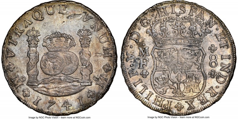 Philip V 8 Reales 1741 Mo-MF UNC Details (Damaged) NGC, Mexico City mint, KM103....