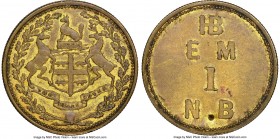 Hudson's Bay Company "Moose Factory" One Made-Beaver Token ND (1857) AU55 NGC, Br-926 (R3), FT-5. Reeded edge. Medal alignment. Moose Factory (punched...
