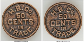 Hudson's Bay Company copper 50 Cents Token ND XF, Br-Unl., FT-Unl., Gingras-235a (R8). 23mm. 5.80gm. Plain edge. Coin alignment. A second example of t...