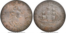 Nova Scotia copper "For the Convenience of Trade" 1/2 Penny Token 1814 AU55 Brown NGC, Br-880, NS-8A1, Courteau-333 (R5). Plain edge. Coin alignment. ...
