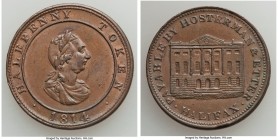 Nova Scotia "Hostermann & Etter - Halifax" 1/2 Penny Token 1814 AU, Br-882, NS-10A. 28mm. 8.55gm. Plain edge. Medal alignment. Inner circle type. Sold...