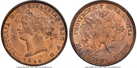 Nova Scotia. Victoria bronze "Mayflower" 1/2 Penny Token 1856 MS63 Red and Brown NGC, Br-876, NS-5A1, Courteau-315. Plain edge. Medal alignment. Abund...
