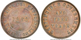 Newfoundland "Responsible Government and Free Trade - Fishery Rights" 1/2 Penny Token 1860 AU Details (Environmental Damage) NGC, Br-955, NF-4 (prev. ...