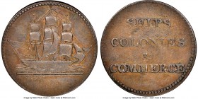Prince Edward Island "Ships Colonies & Commerce" 1/2 Penny Token ND (1829) XF40 Brown NGC, Br-997, PE-10-1. Plain edge. Coin alignment. Variety with "...