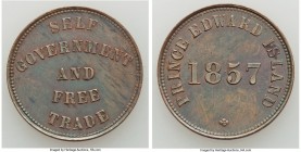 Prince Edward Island "Self Government and Free Trade" 1/2 Penny Token 1857 UNC, Br-919, PE-7C1. 26mm. 4.86gm. Plain edge. Medal alignment. Large quatr...