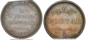 Lower Canada Clipped "Bout De L'Isle - Cheval" Token ND (1808) XF45 Brown NGC, Br-536, BT-7. Plain edge. Coin alignment. Used to pay tolls for a trip ...