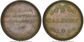 Lower Canada "Bout De L'Isle - Caleche" Token ND (1808) XF40 Brown NGC, Br-538, BT-9. Plain edge. Coin alignment. Used to pay tolls for a trip beginni...