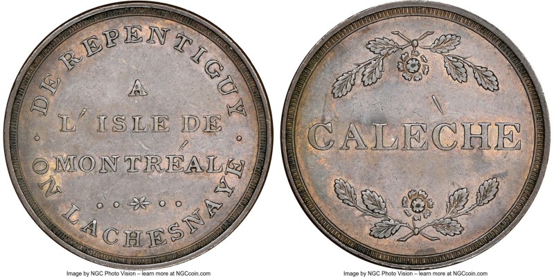 Lower Canada "Bout De L'Isle - Caleche" Token ND (1808) AU55 Brown NGC, Br-542, ...