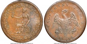 Lower Canada "Britannia/Eagle" 1/2 Penny 1814 MS64 Brown NGC, Br-994, LC-54C2. Engrailed edge. Coin alignment. Small shield variety. Struck with sever...
