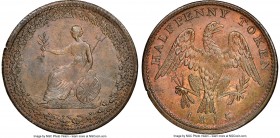 Lower Canada " Britannia/Eagle" 1/2 Penny 1815 MS63 Brown NGC, Br-994, LC-54D2. Engrailed edge. Coin alignment. Clockwise wreath variety. Softly struc...