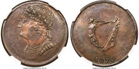 Lower Canada copper "Bust & Harp" Token 1820/5 MS63 Brown NGC, Br-1012, LC-60-22 (prev. LC-60A2), Haxby-pg. 123, Courteau-22, BH-22 (R10), Robins-2931...