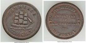 Lower Canada copper "Francis Mullins & Son" 1/2 Penny Token ND (1828) AU, Br-565, LC-17A1. 27mm. 5.33gm. Plain edge. Coin alignment. Sold with old col...