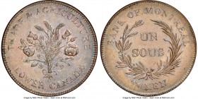 Lower Canada "Bouquet" Sous Token ND (1836) MS64 Brown NGC, Br-714, LC-3A3. Plain edge. Medal alignment. Trade & Agriculture issue. Three short stems ...