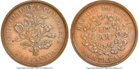 Lower Canada. Banque du Peuple "Bouquet" Sou Token ND (1838) AU58 Brown NGC, Br-715, LC-5A3. Reeded edge. Medal alignment. Variety with closed wreath ...