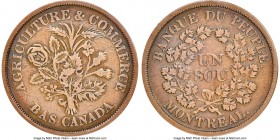 Lower Canada. Bank Du Peuple "Bouquet" Sou Token ND (1838) VF30 Brown NGC, Br-715, LC-5A6 (Extremely Rare), Robins-29424. Plain edge. Medal alignment....