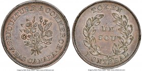 Lower Canada copper Restrike "Bouquet" Sou Token ND (1863) MS64 Brown NGC, Br-689, LC-43A3. Plain edge. Medal alignment. Sparkling, iridescent chocola...