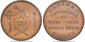 Lower Canada "J. Shaw & Co." Token ND (1837) MS63 Brown NGC, Br-565, LC-19A1. Reeded edge. Medal alignment. Weak W variety. Sold with old collector en...
