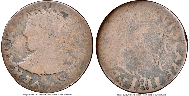 Lower Canada copper "Vexator" 1/2 Penny Token 1811 VG8 Brown NGC, Br-558, VC-2A....