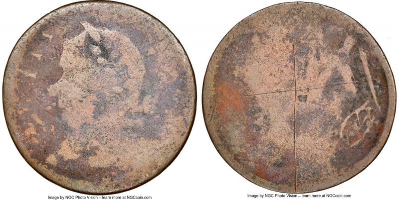 Blacksmith copper Mule "BITIT" 1/2 Penny Token ND Good Details (Environmental Da...