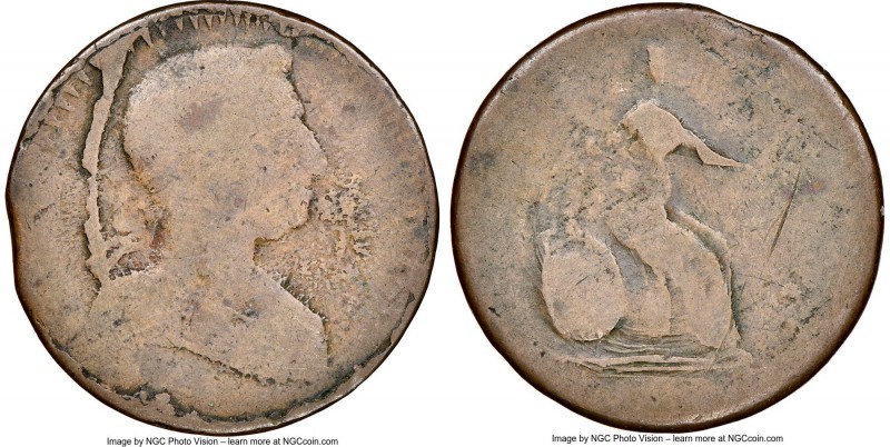 Blacksmith copper 1/2 Penny Token ND VF25 Brown NGC, BL-40A1 var. (reverse rotat...