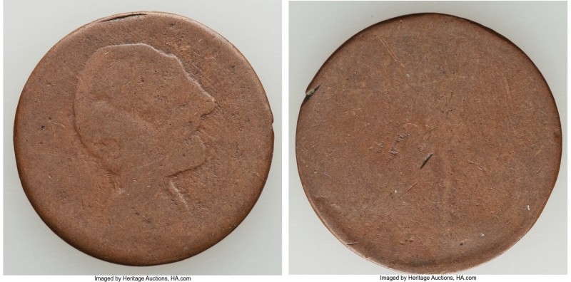 Blacksmith copper Uniface 1/2 Penny Token ND Fine, BL-Unl., Wood-Unl. 26mm. 3.37...