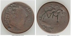 Blacksmith-Style copper Countermarked 1/2 Penny Token 1771-Dated Fine, BL-Unl., Wood-Unl. 28mm. 5.91gm. Plain edge. Coin alignment. Imitating an Irish...