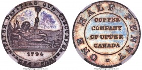 Copper Co. of Upper Canada silver Proof Restrike 1/2 Penny Token 1794 PR63 NGC, Br-721, PF-5B (prev. PF-7). Plain edge. Medal alignment. Restrike. Res...