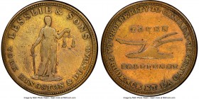 Upper Canada brass "Lesslie & Sons" 1/2 Penny Token ND (1824) F12 NGC, Br-718, UC-2A1 var. (listed only in copper). Plain edge. Medal alignment. Even ...