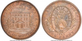 Province of Canada. Bank of Montreal "Front View" Penny Token 1842 MS62 Brown NGC, KM-Tn19, Br-526, PC-2B. Plain edge. Medal alignment. A few light ma...