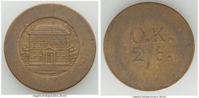 O.K. Bazaars brass 1/2 Crown Token ND Fine, Hern-404a. 38mm. 14.16gm. Plain edge. Coin alignment. A highly unusual piece, cataloged by Hern in his Han...