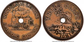 Province of Canada Countermarked "Montreal & Lachine Railroad Company" Third Class Ticket (Token) ND (1847) XF Details (Private Countermark) NGC, Br-5...