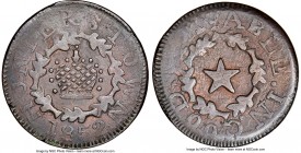 Province of Canada. Quebec "Hunterstown" Token 1852 VF35 Brown NGC, Br-567 (R4), MT-4, LeRoux-597 (R7), Robins-29537. Plain edge. Medal alignment. Bol...