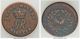 Three Rivers Militia Token (Button) ND (c. 1803-1812) Good VF, Br-Unl., MB-Unl. 24mm. 4.76gm. Plain edge. A very rare militia button from the period o...